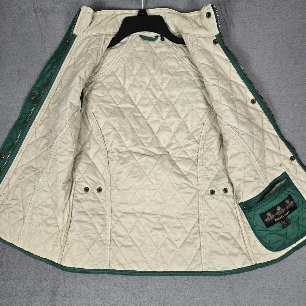 Barbour Vest Womens 4 Summer Liddesdale Gilet Quilted Green Full Zip Snap